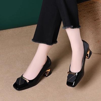 Универсальные туфли-лодочки с семью ремешками и пряжками, женские осенние туфли на среднем каблуке, одинарные туфли из мягкой кожи на толстом каблуке, удобные женские туфли с открытым верхом