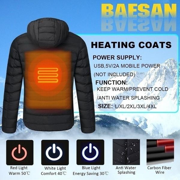 Обновление Мужская Зимняя Подогреваемая USB Пальто С Капюшоном Регулируемая Терморегулирующая Одежда Зимняя Куртка Мужская (Регулируемый контроль температуры с тремя стойлами)