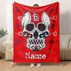 Sugar Skull Baseball Team Logo Four Seasons Blanket Customized With Your Name Lightweight And Warm Perfect Gift For Home Office Camping Sofa Travel