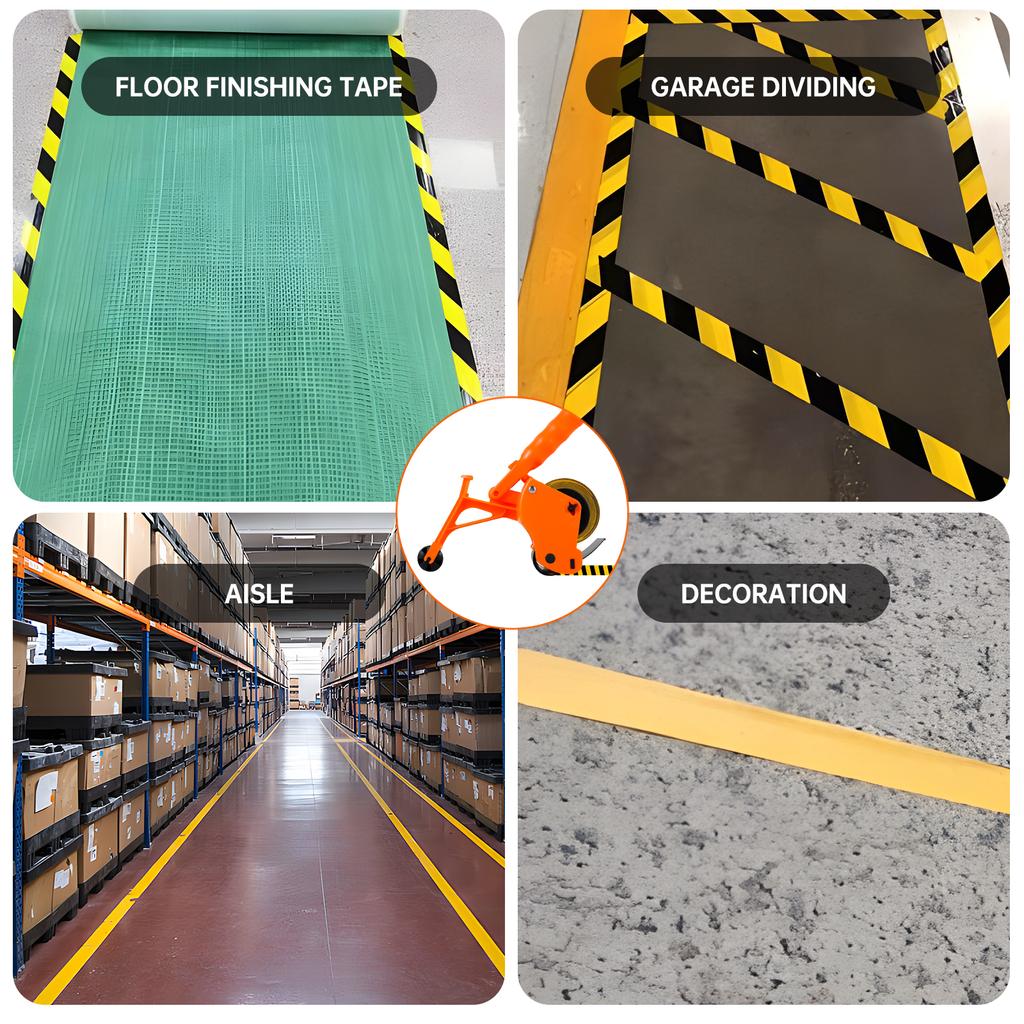 Напольный аппликатор ленты Ручной толкатель Ленточный разметочный инструмент Многоразовая лента Склеивающая Разметочная машина для разметки проезжей части, прохода