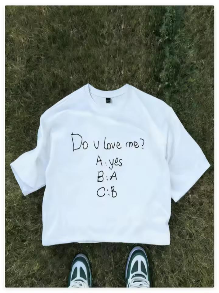 Funny Do You Love Me Quiz Graphic T-Shirt, Casual Crew Neck Short Sleeve Top for Men, Humorous Slogan Print, Spring Summer Tee