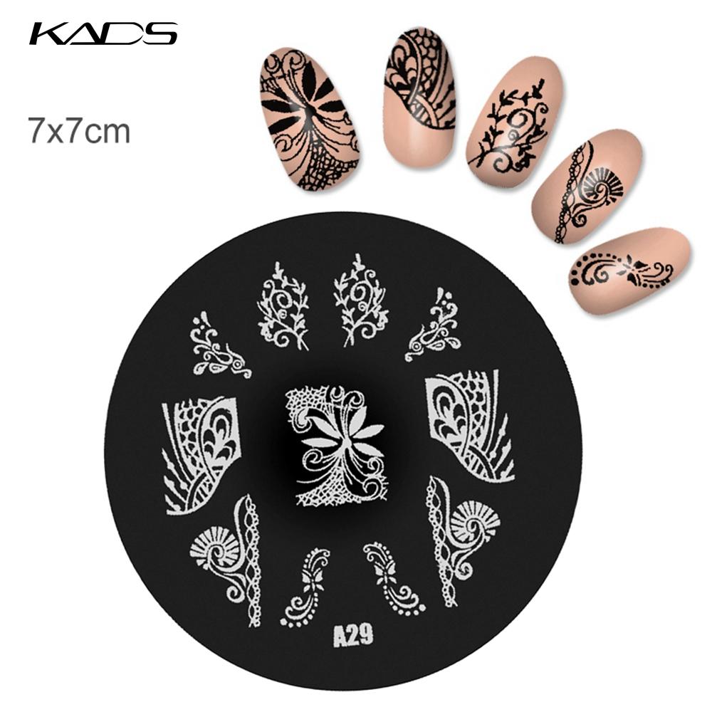 kads 1PC Round Stainless Steel Nail Art Nail Stamping Plates Manicure Stamp DIY for Nail Templates Classic Series Tools