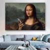 Интересная Мона Лиза Креативная Акварельная Картина на Холсте Граффити Забавные Постеры Настенное Искусство Картина Декор Стен Гостиной Дома Подарки