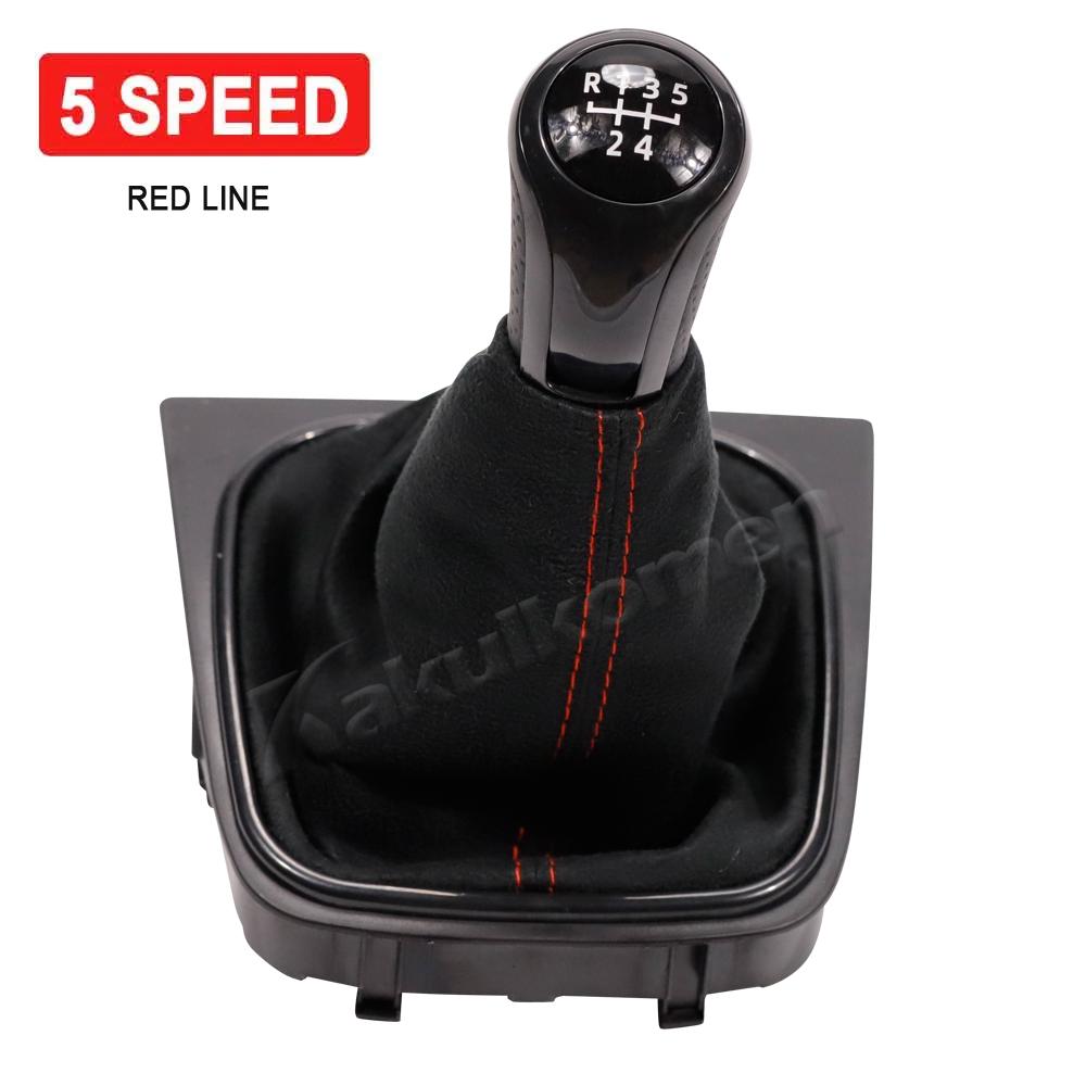 For Volkswagen VW Golf 5 Golf 6 MK5 MK6 R32 GTI 2004-2009 Car Manual 5 6 Speed Gear Shift Knob Suede Leather With Gaiter Boot