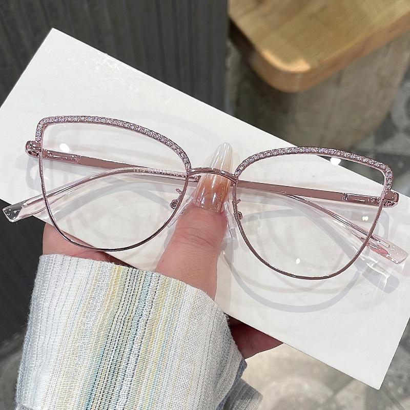 Женские очки с украшением из стразов, оправа формы «кошачий глаз», очки с защитой от синего света, высококачественные оправы для женщин