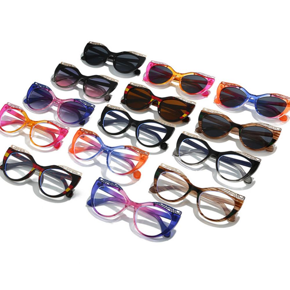 New Luxury Matching Colorful Cat Eye Sunglasses Women Personality Hollow Frame Design Casual All Match Men Glasses UV400