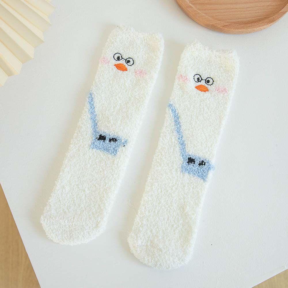 Socks Animal Print Simple Cute Floor Socks Mid-tube Socks Coral Fleece Socks Female Hosiery