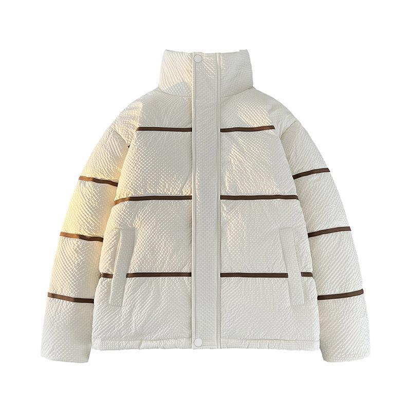 Fashion Trendy Striped Versatile 90 White Duck Down Down Jacket for Men and Women, Casual Warm Jacket