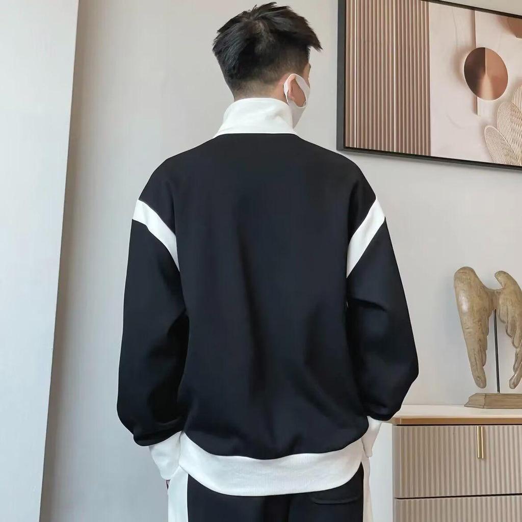 Мужской спортивный костюм большого размера с флисовой подкладкой - Свободный крой, Повседневная, Универсальная верхняя одежда для осени и зимы