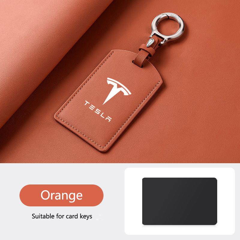 CPSSA1 Leather Car Smart NFC Card Key Case Fob Cover Protector Shell For Tesla Model 3 Model S Model X Model Y Keychain Accessories