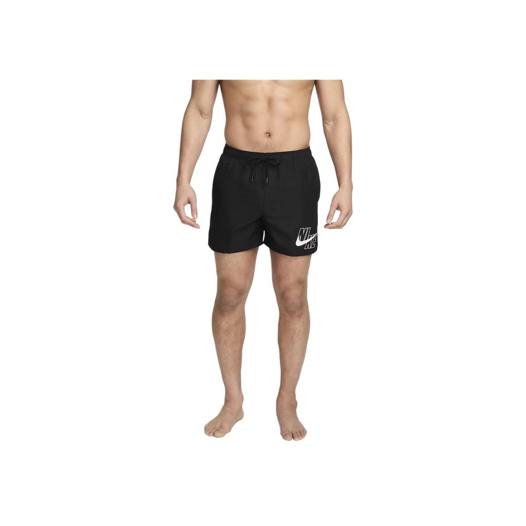 Nike Letter Logo Lace-Up Casual Swim Trunks Men Swimwear Black DQ6872-010