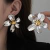 Glossy Flower Stud Earrings Sweet Cool Wind Exaggerated Earrings Fashion Personality Earrings Niche High Sense