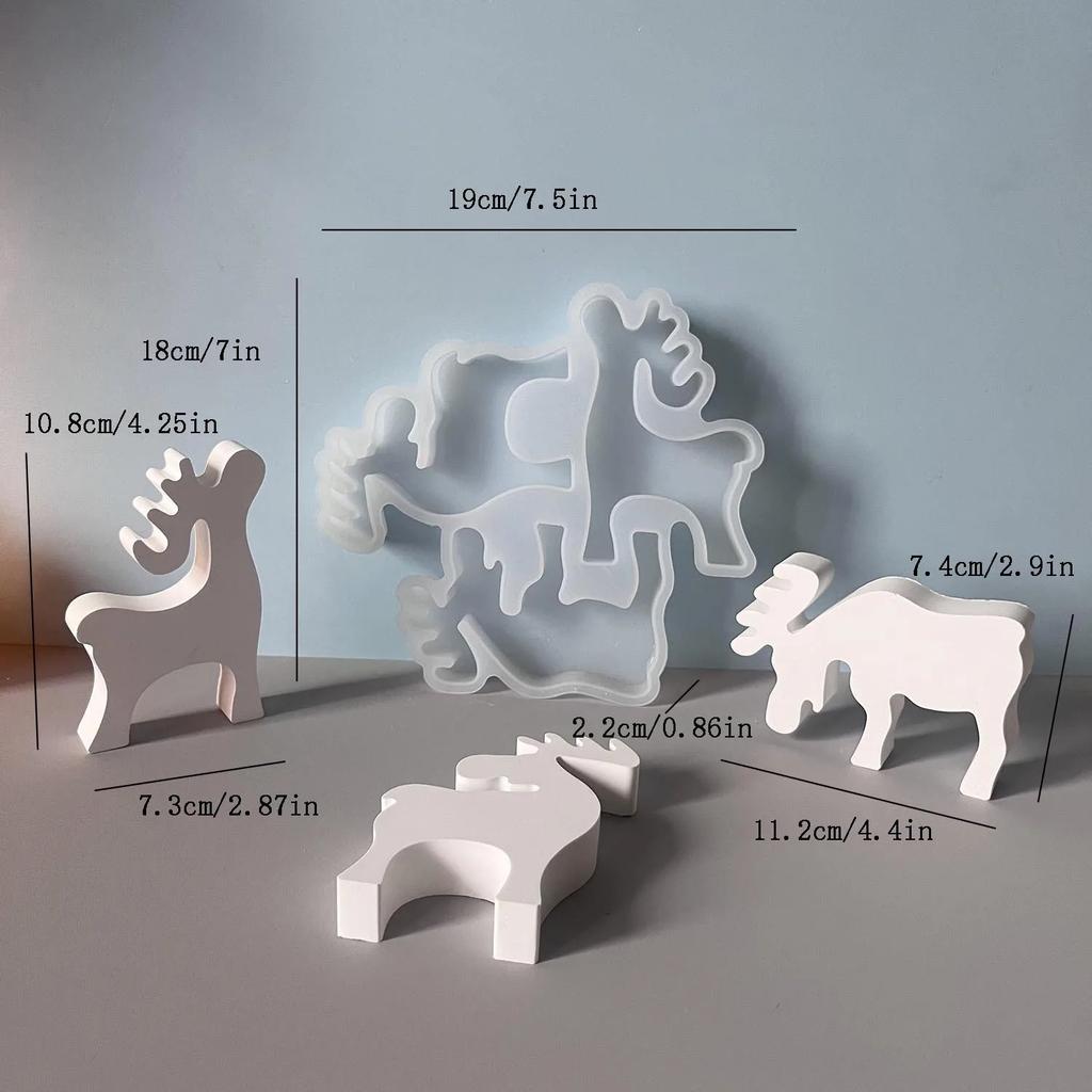 Top Quality Christmas Elk Silicone Candle Mold DIY Xmas Deer Ornaments Making Soap Plaster Resin Casting Molds Home Decor Craft