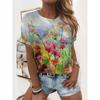 3D Printed Vintage Flower T Shirt For Women Colorful Graphic T-Shirts Summer Harajuku Loose Tees Round Neck Tops Short Sleeves