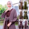New Women Muslim Long Sleeve Flowy Maxi Cardigan Islamic Open Front Kimono Abaya Robe Turkey Kaftan Solid Color Belted Loose Up