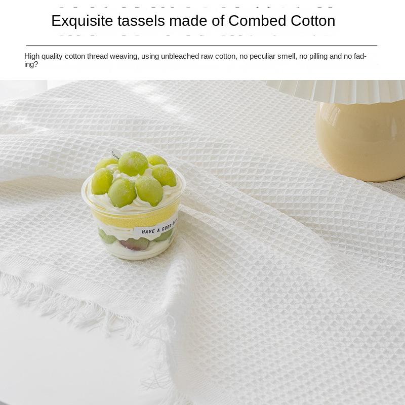 Скандинавская хлопково-льняная скатерть, прямоугольный журнальный столик, кружевная скатерть с кисточками