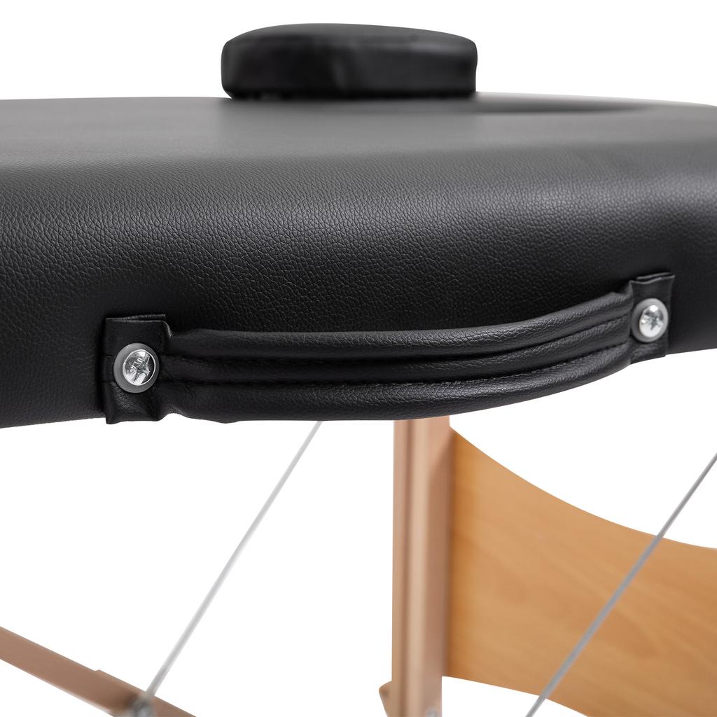 Massage Table 3 Zones Foldable Massage Table with Headrest Armrest Carrying Bag Wooden Legs Height-Adjustable Massage Bed Portable Beauty Table for
