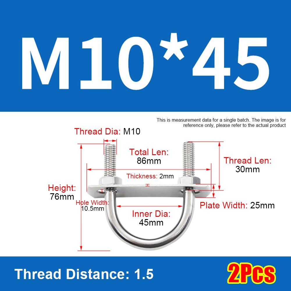 1Set Screws Pipe U-clamp With Baffle Round Bolt New M10 Round Tube Clamp for Round Tube