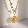 Stainless Steel Gold Plated Clavicle Chain Gold Color Sun Flower Geometric Neck Chain  Women