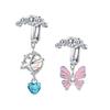 Поддельное кольцо для пупка Love Wings Butterfly Поддельная подвеска для пирсинга живота Клипса для пупка Не пупочная Поддельная серьга для пирсинга Клипса