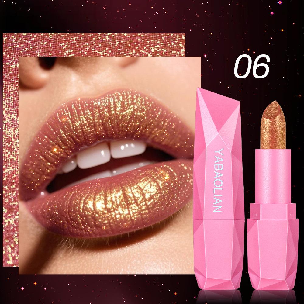 Lipstick Waterproof Long Lasting Moisturizing Golden Shining Non-stick Cup Pearlescent Diamond Lip Tint Red Sexy Lips Makeup