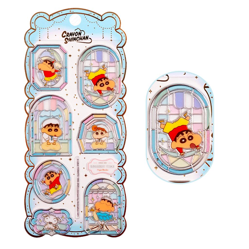 Cute Crayon Shin-chan 3D Silver Foil Window Glass Stickers - Crystal Decor for Girl Bag DIY Phone Album Decoration
