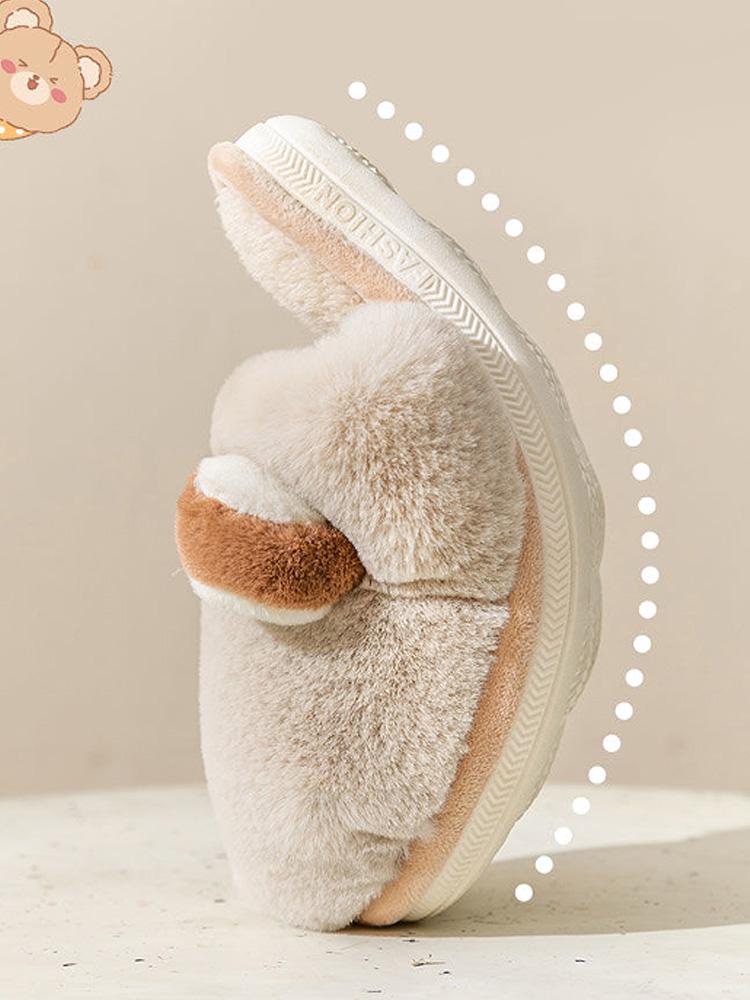 Толстые пушистые тапочки для дома, меховые тапочки с ушками животных, 2024, новые хлопковые тапочки, нескользящие теплые тапочки для спальни