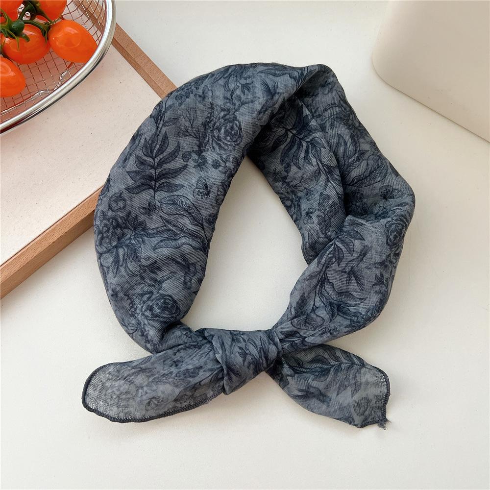 60cm Flower Print Cotton Bandanas Square Scarf Women Girls Headband Accessories Hairscarf Hairscarf