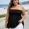 Свободный топ-майка большого размера В рубчик Без бретелек Бандо С открытыми плечами Укороченный топ Горячая девушка