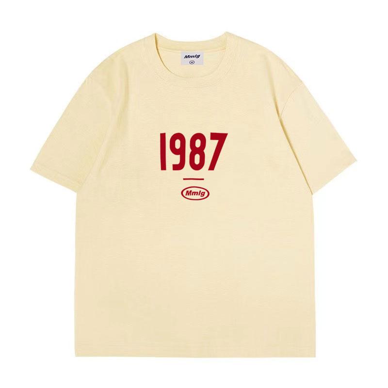 summer new Hot figure Simplicity Numbers 1987 print cotton Unisexs and Unisexs Tshirts Fashion casual shopping shirt short sleeve