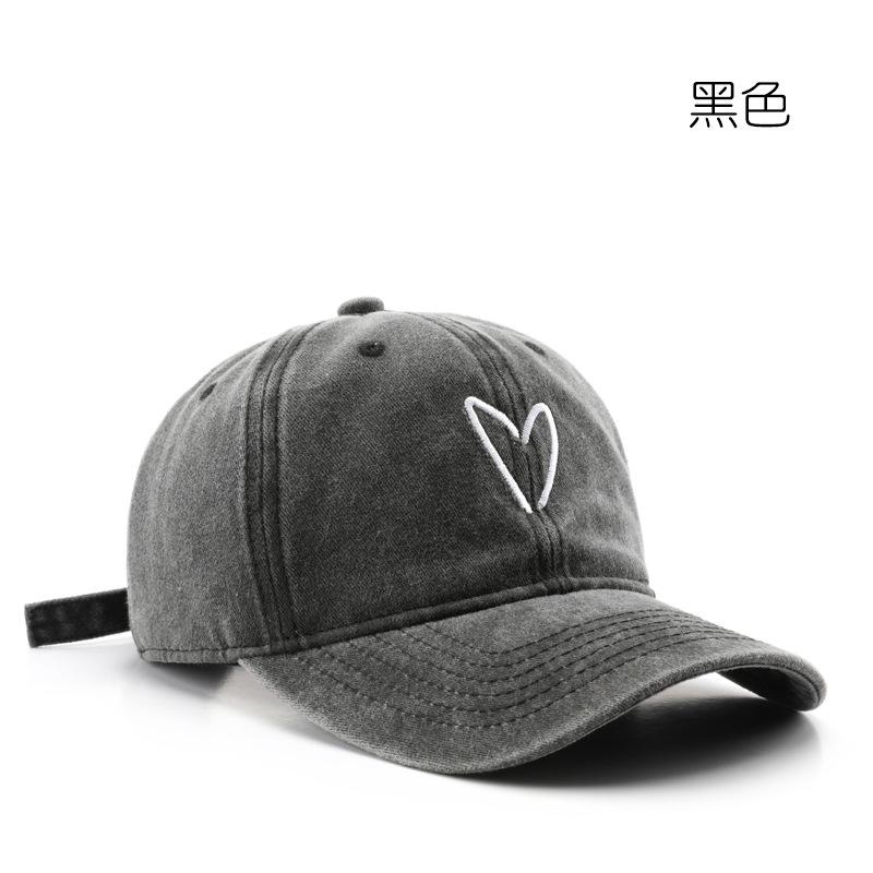 Japanese personality female retro washed old love embroidered peaked cap outdoor men travel sunscreen shading baseball cap
