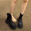 Модные кожаные водонепроницаемые женские короткие ботинки Осень Зима Массивные ботильоны Черная обувь по акции Y2k New Rock Женские ботильоны