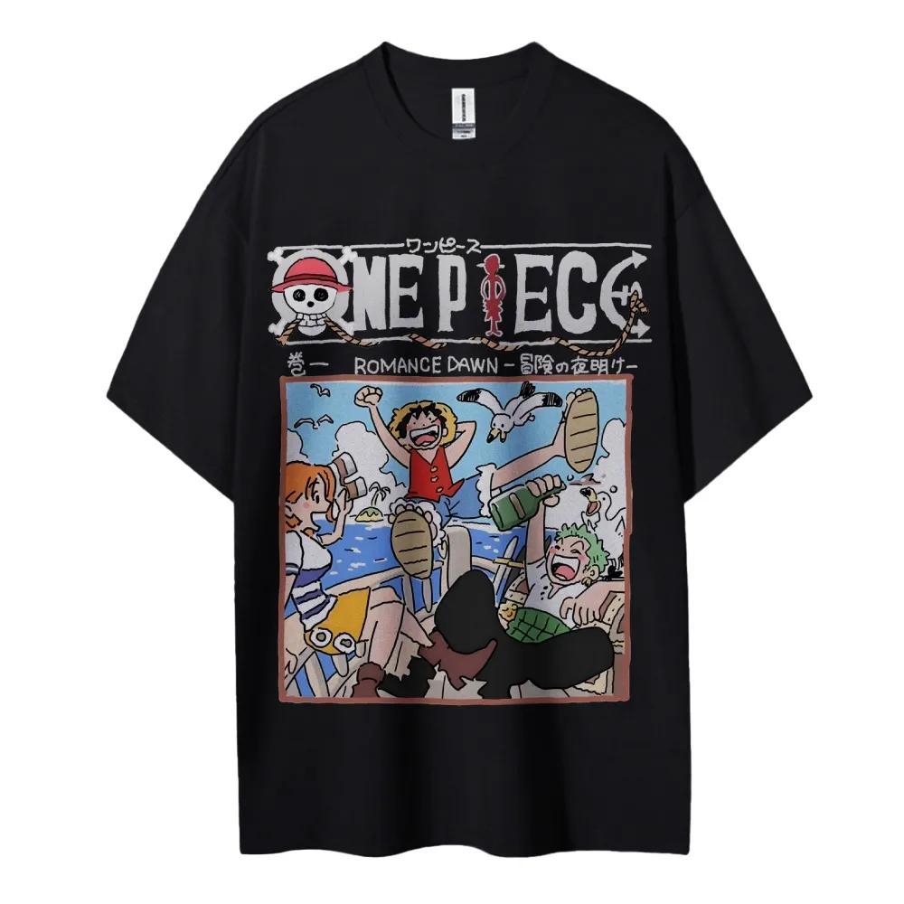 ONE PIECE Peripheral Products Mens 2026 Summer Casual Oversized Tee Breathable Cotton Daily Lounging and Comic Themed Parties