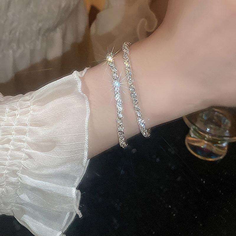 Модный браслет-теннис с подвесками из циркония, эластичный браслет-цепочка с кристаллами, регулируемый браслет-цепочка для женщин, ювелирные изделия