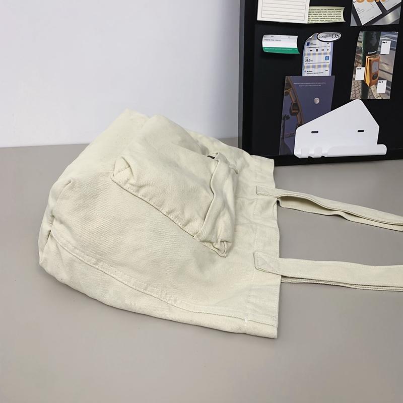 Tote Bag Women's Solid Color Large Capacity Shoulder Bag Student Canvas Underarm Bag