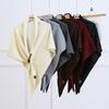Korean Style Versatile Wool Blend Sequin Knit Shawl - Shiny Triangle Scarf for Women