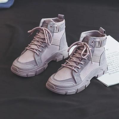 Модные новые женские ботинки в британском стиле женские ботильоны на шнуровке на платформе мотоциклетные ботинки дизайнерские модные высокие женские парусиновые туфли