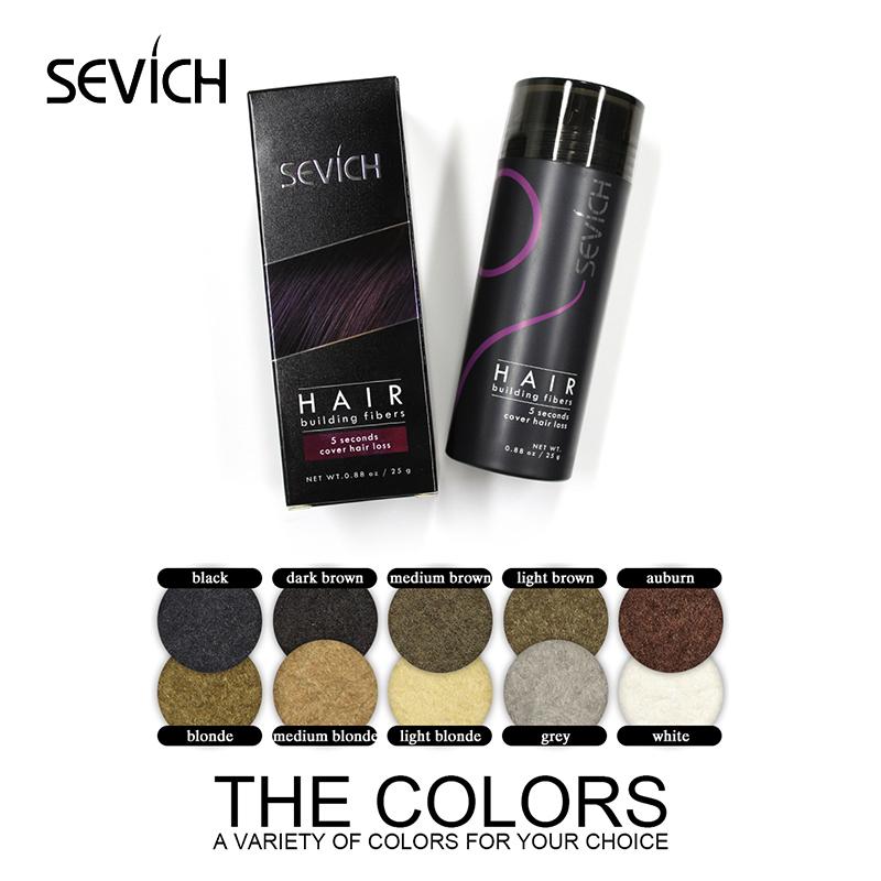 SEVICH Bottle 25g Hair Keratin Fibers Powder Hair Loss Treatment 10 Colors Hair Building Fibers Thickening Unisex