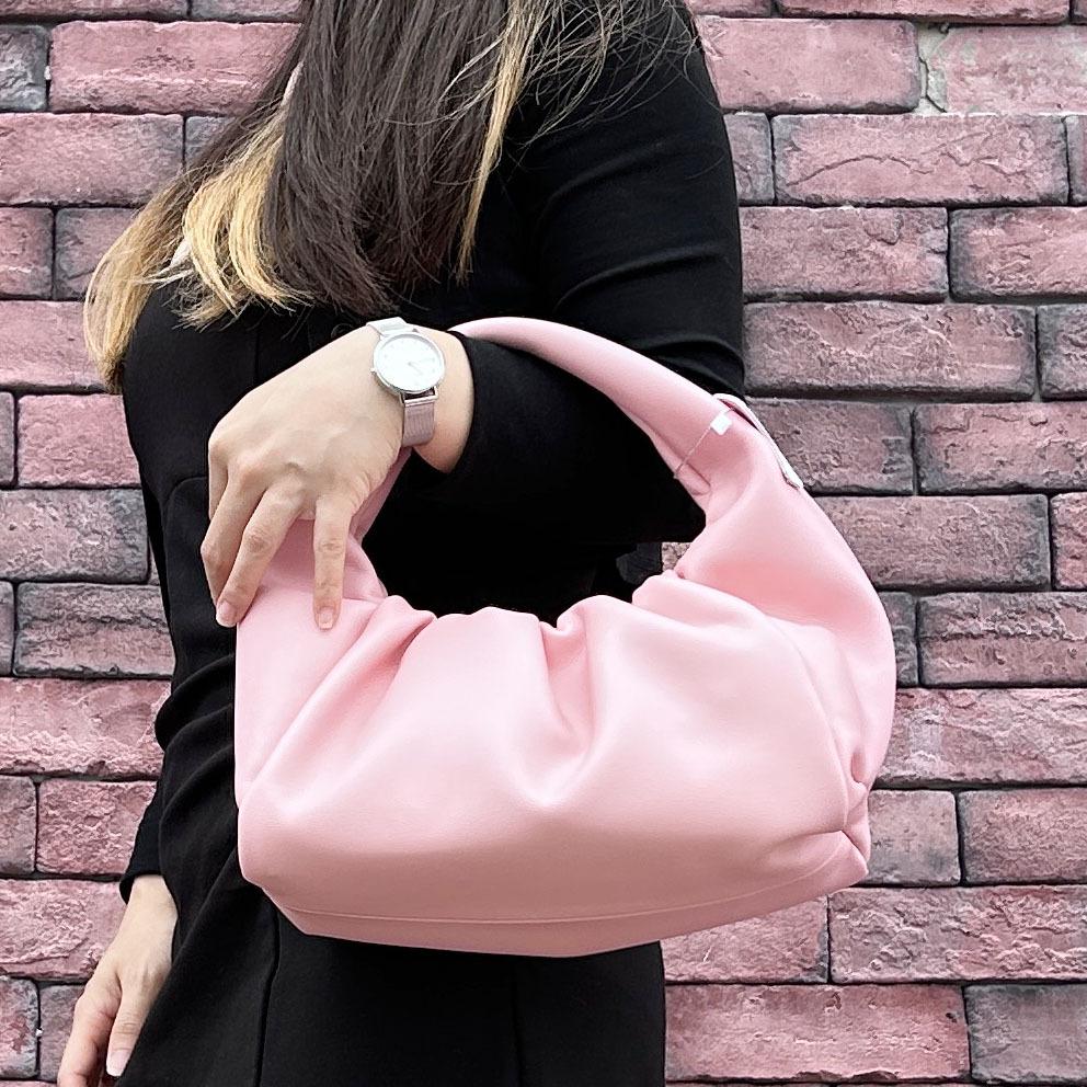 New Fashion Versatile Leather Handheld One Shoulder Handheld Wrist Cloud Bag Folded Bag