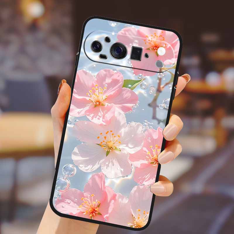 Для Google Pixel 10 Pro XL Чехол Силиконовый ТПУ Чехол для Телефона для Pixel10 Pro XL Цветы Подарок Пара Черный Задняя Сторона Мягкий Защитный Чехлы