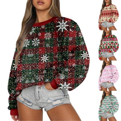 Женский модный повседневный шерстяной трикотажный пуловер с длинным рукавом и круглым вырезом