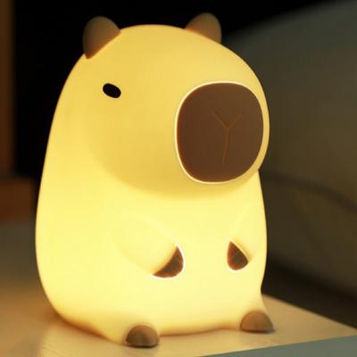 Милый силиконовый капибара ночник USB перезаряжаемый сенсорный светильник для сна с животными 2-х скоростной регулируемый ночник детский подарок