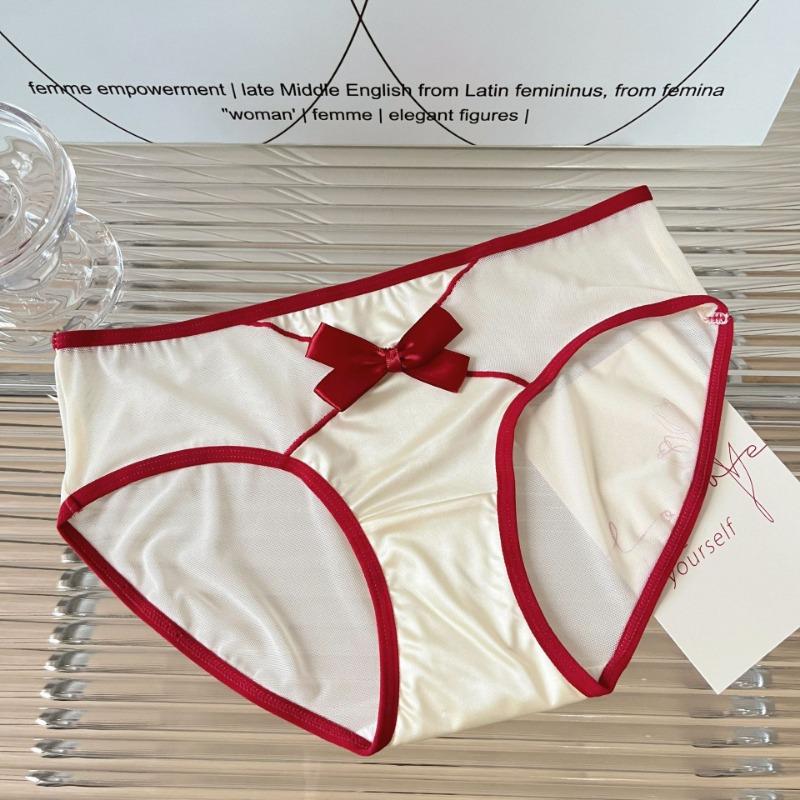 Женское сексуальное красное нижнее белье с трусиками с заниженной талией, ажурный тонкий дизайн, чистый хлопок, женские треугольные трусики