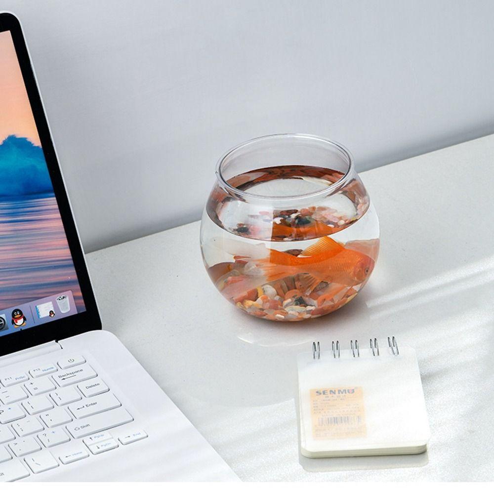 Portable Transparent Round Fish Tank Clear Desktop Aquarium Bowl Fish Bowl Small Aquariums