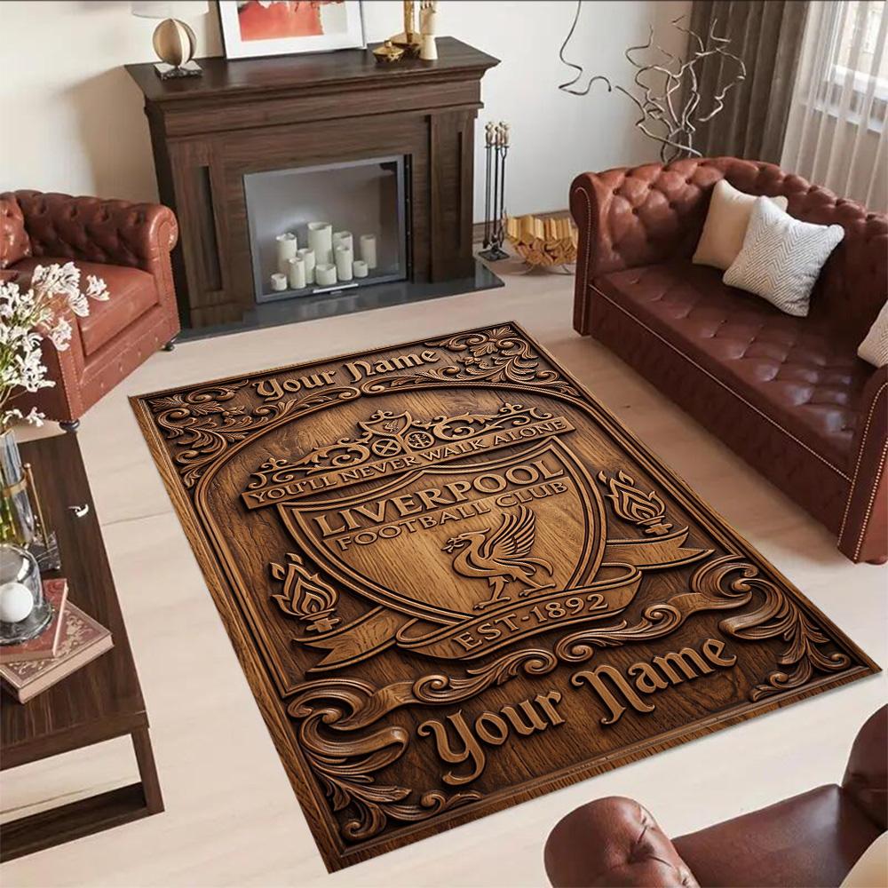 Liverpool Fc Customize Text Carpet Design For Dormitory Outdoor Hallway Kitchen Antislip Carpet Decorate Offices Perfect Gift For Womenmen