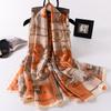 New European and American Imitation Silk Scarf for Women's Warm Shawl Retro Carriage Long Gauze Scarf Dual-purpose Scarf