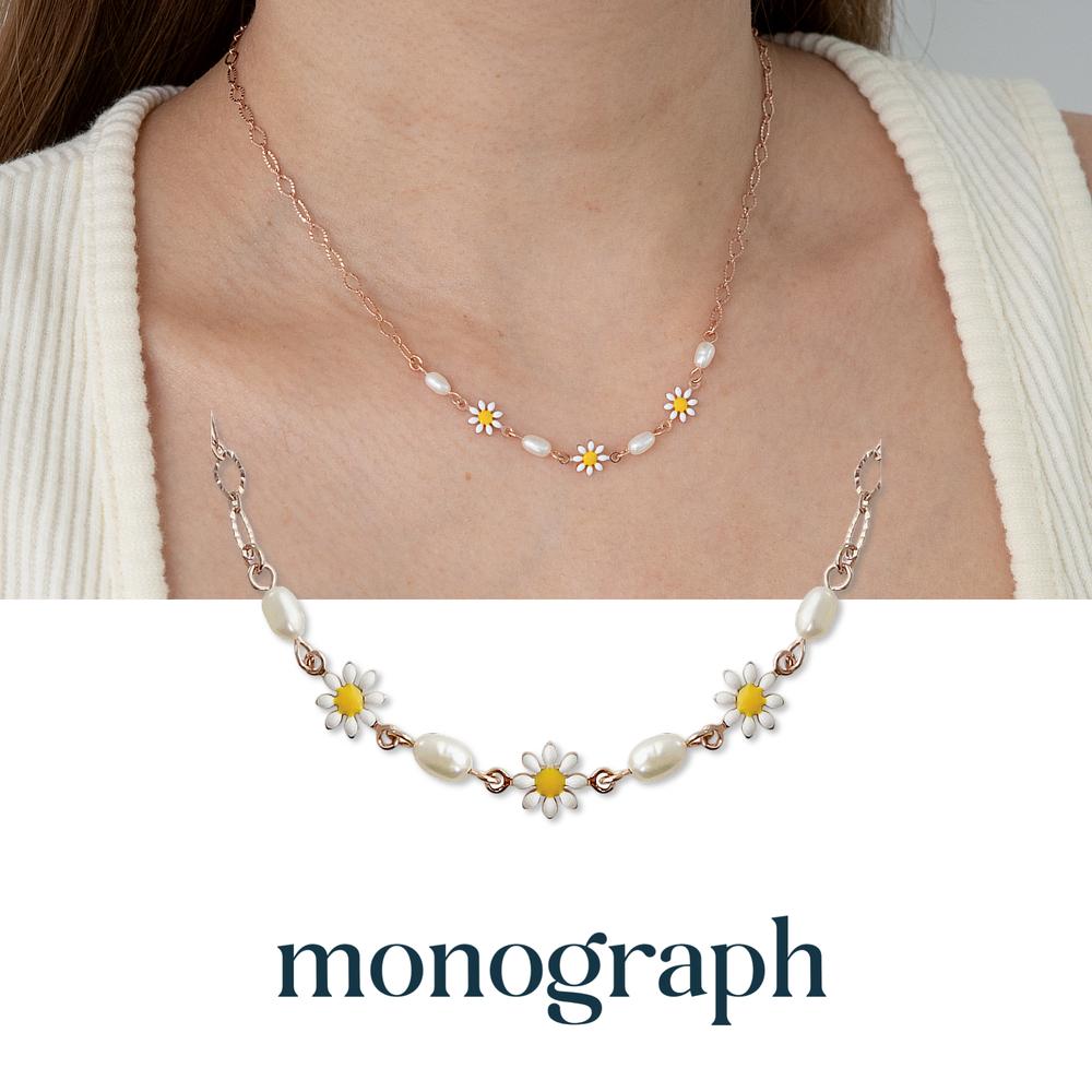 Монография Ожерелье Маргаритка Mgnl0374 Позолоченное 14K Золотом (Маленький цветок)