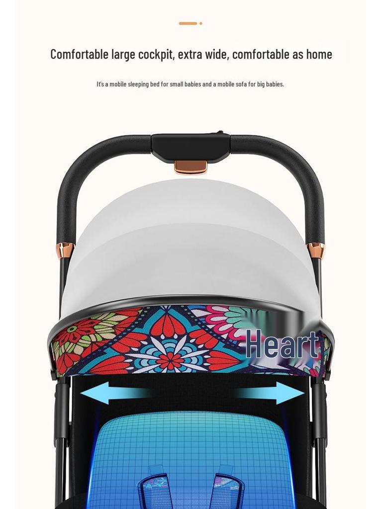 Легкая детская коляска: Сидеть и лежать, Складывание одной кнопкой, Четырехамортизационная подвеска, Уличная коляска-зонт.