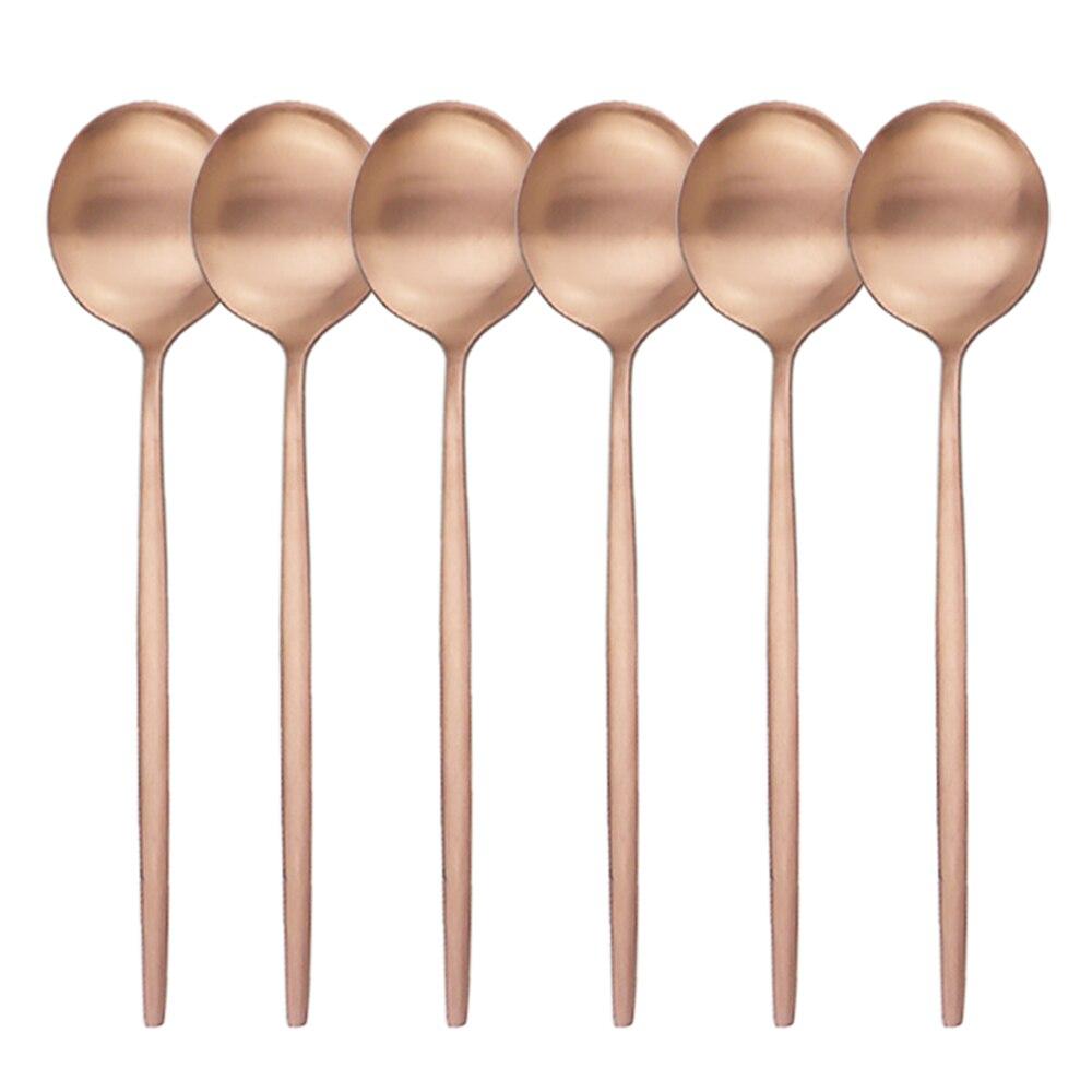 6Pcs/Set Black Cutlery Set Stainless Steel Dinnerware Spoons Set Coffee Dessert Spoon Dinner Tableware Set Kitchen Silverware Set