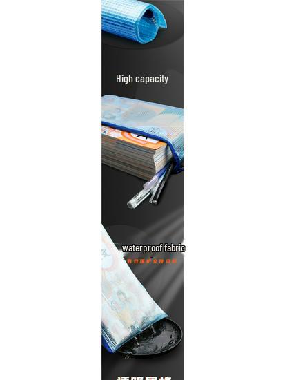 A4 Transparent Zipper File Bag - Waterproof Mesh for Student Subject Organization